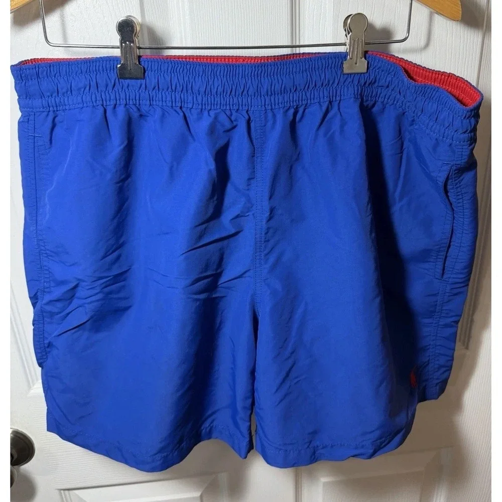 Polo Ralph Lauren Swim Trunks Size Large BlueRed Pony Logo Drawstring Mesh Lined